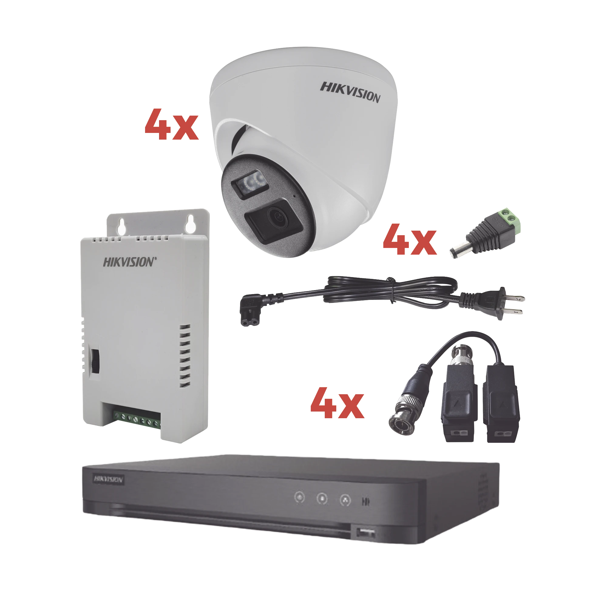 KIT AUDIO BIDIRECCIONAL TURBOHD 1080P / DVR 4 CANALES / 4 CÁMARAS EYEBALL (EXTERIOR) CON BOCINA Y MICROFÓNO INTEGRADO / 1 FUENTE DE PODER / ACCESORIOS-Kits- Sistemas Completos-HIKVISION-KH-1080P-4E-TWA-Bsai Seguridad & Controles