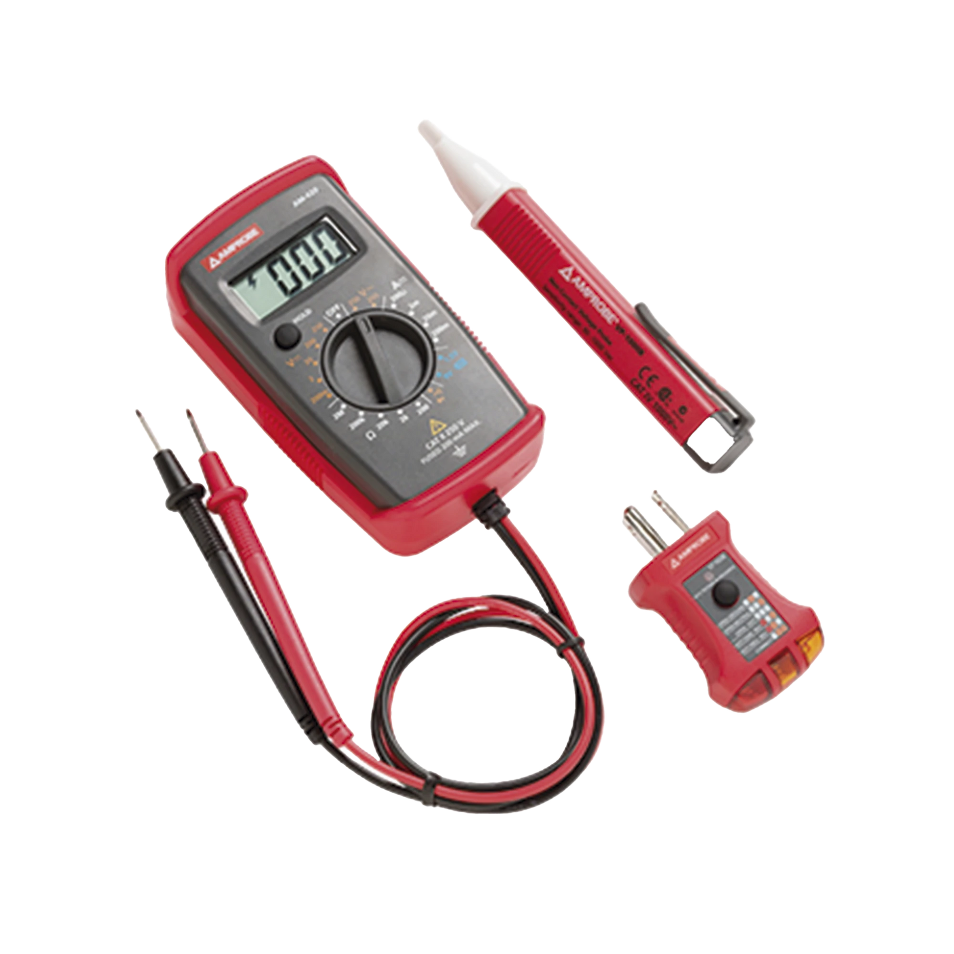 KIT BÁSICO PARA INSTALADORES Y ELECTRICISTAS, CON MULTÍMETRO, DETECTOR DE TENSIÓN SIN CONTACTO, Y COMPROBADOR DE FASE-Ferreteria-AMPROBE-Bsai Seguridad & Controles