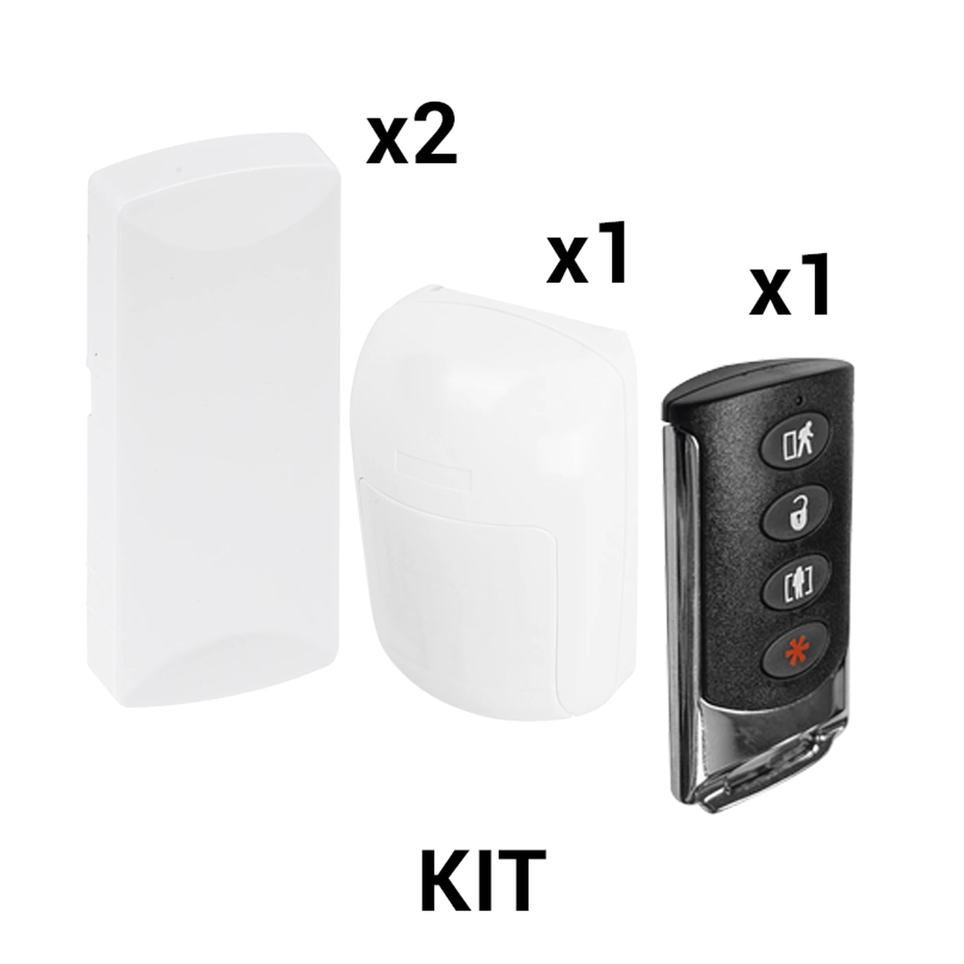KIT BÁSICO SENSORES INALÁMBRICOS - INCLUYE 2 CONTACTOS MAGNÉTICOS, 1 PIR Y 1 LLAVERO - COMPATIBLES CON HONEYWELL Y PRO4GLTEM-Accesorios Automatizacion e Intrusion-SFIRE-Bsai Seguridad & Controles