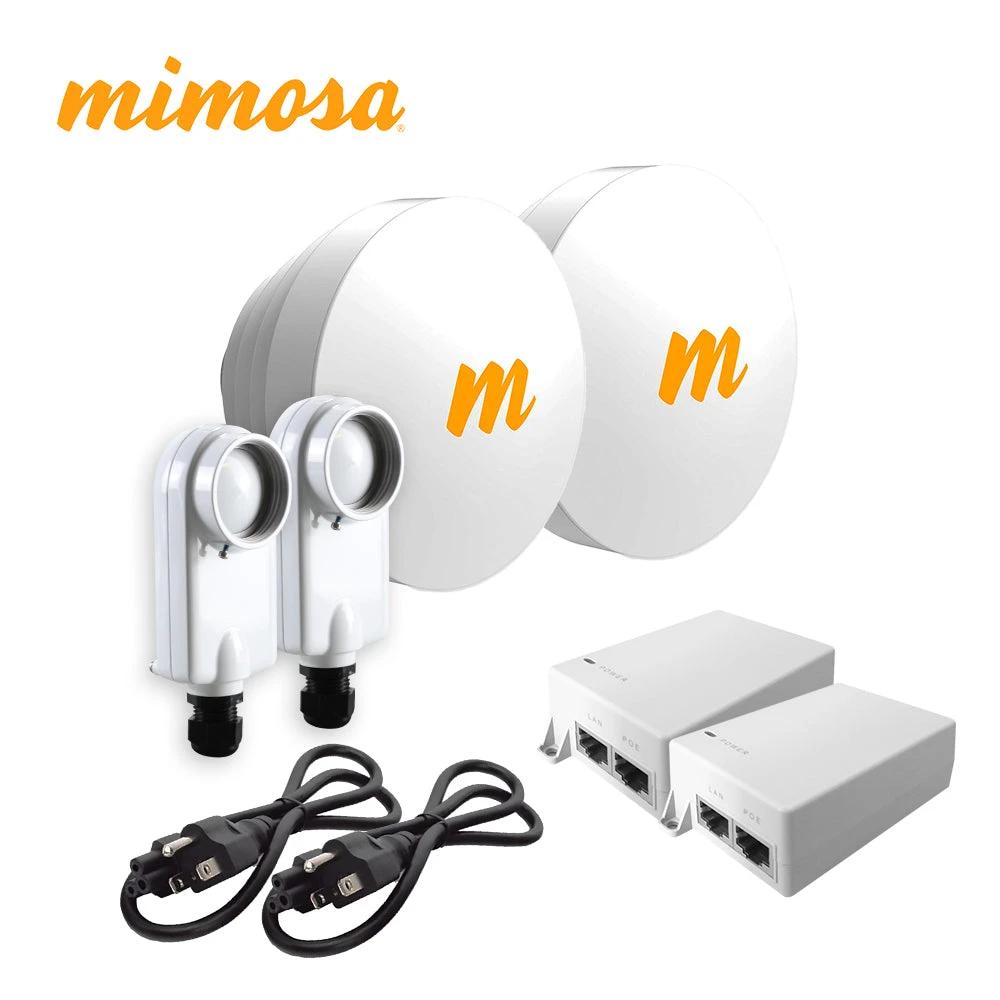 KIT C5XN5X16KIT-SM MIMOSA 2 RADIOS C5X IP67 / 2 ANTENAS N5X16 DE 16 DBI / INYECTOR POE 24V 12W / 2 CABLES DE CORRIENTE-Enlaces-MIMOSA-Bsai Seguridad & Controles