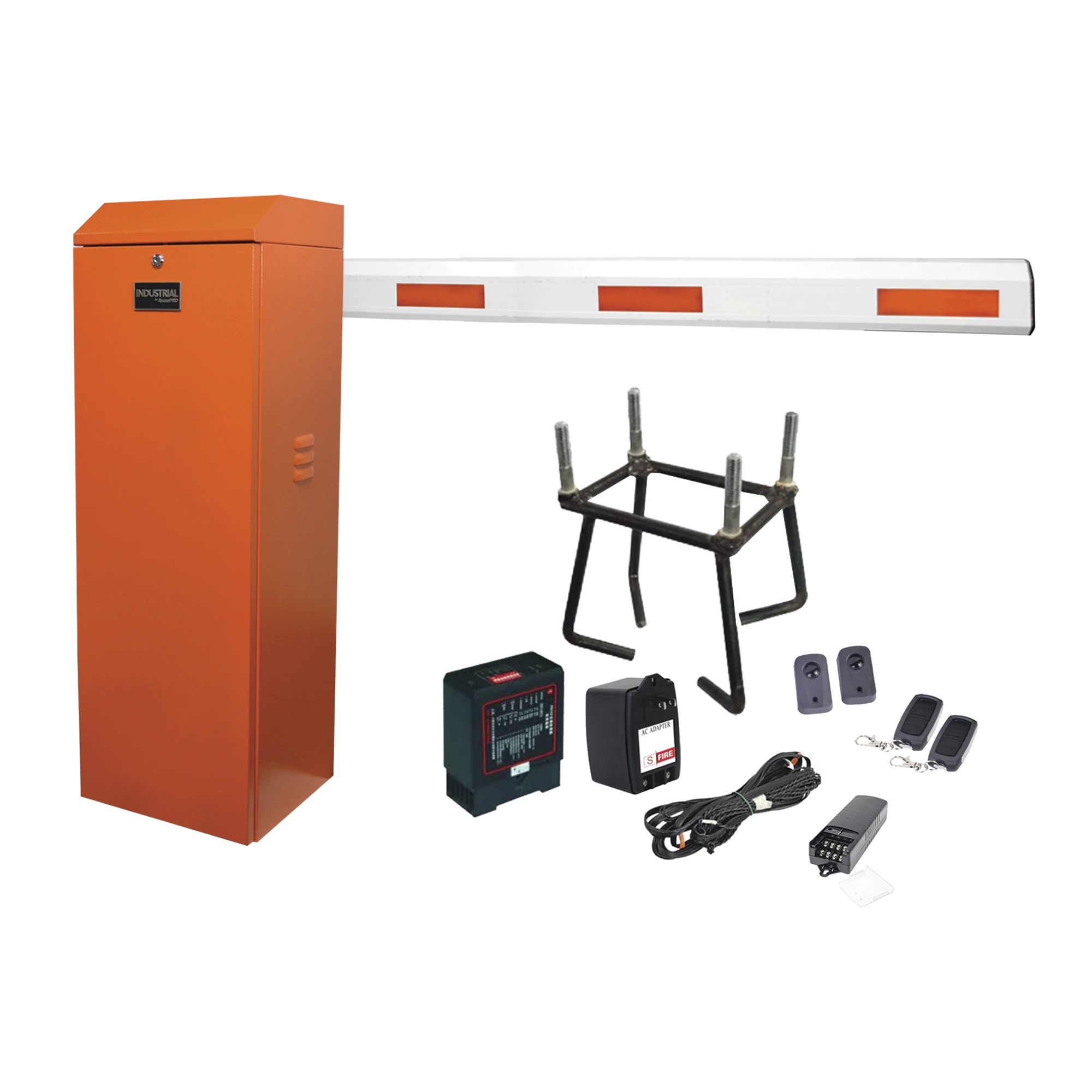 KIT COMPLETO BARRERA DERECHA XBF NARANJA / 3M / INCLUYE SENSOR DE MASA, TRANSFORMADOR, LAZO, ANCLA, FOTOCELDAS Y 2 CONTROLES INALÁMBRICOS-Acceso Vehicular-ACCESSPRO-Bsai Seguridad & Controles