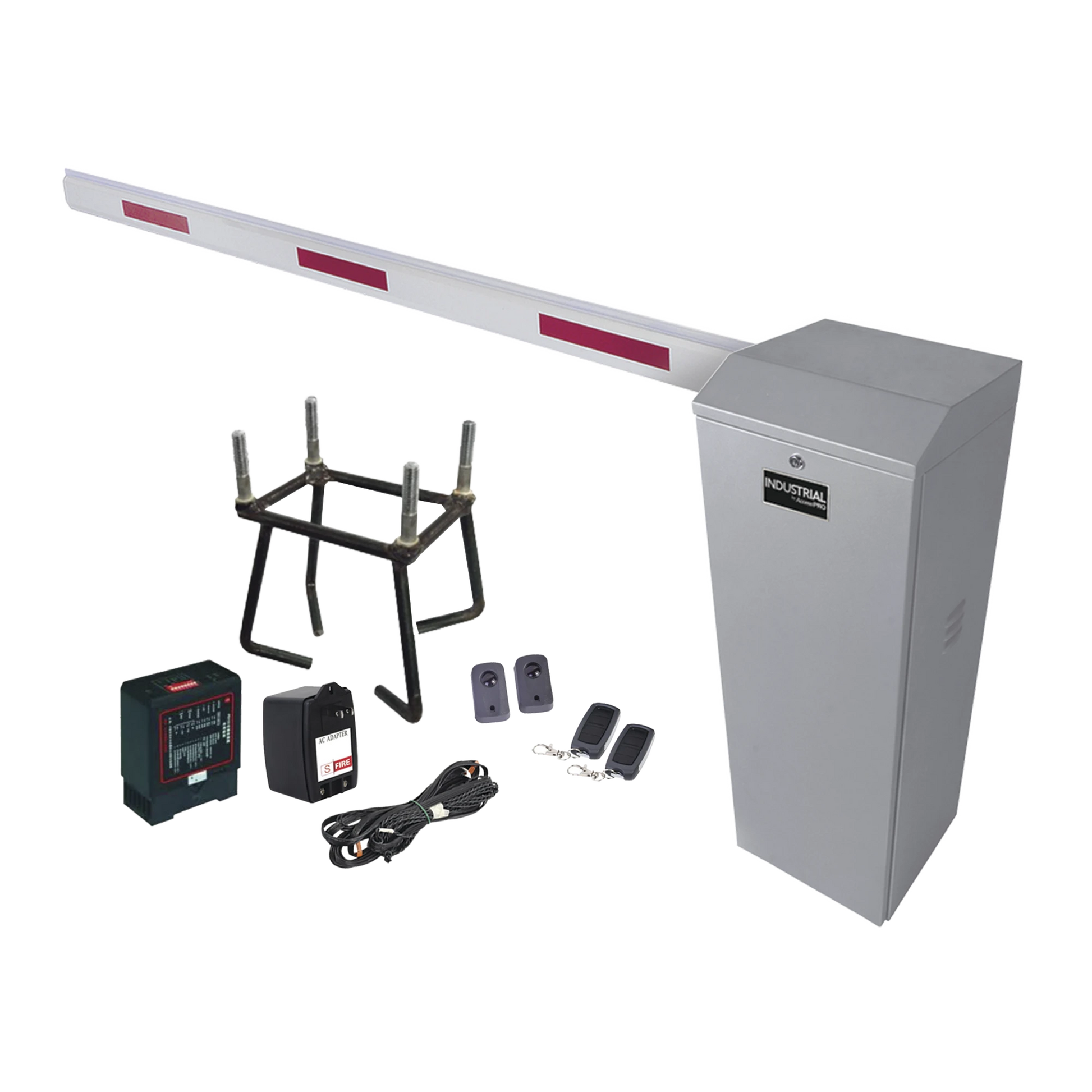 KIT COMPLETO BARRERA IZQUIERDA XB / BRAZO TELESCÓPICO 3.6 ~ 5.5 M / INCLUYE SENSOR DE MASA, TRANSFORMADOR, LAZO, ANCLA, FOTOCELDAS Y 2 CONTROLES INALÁMBRICOS-Acceso Vehicular-ACCESSPRO-Bsai Seguridad & Controles