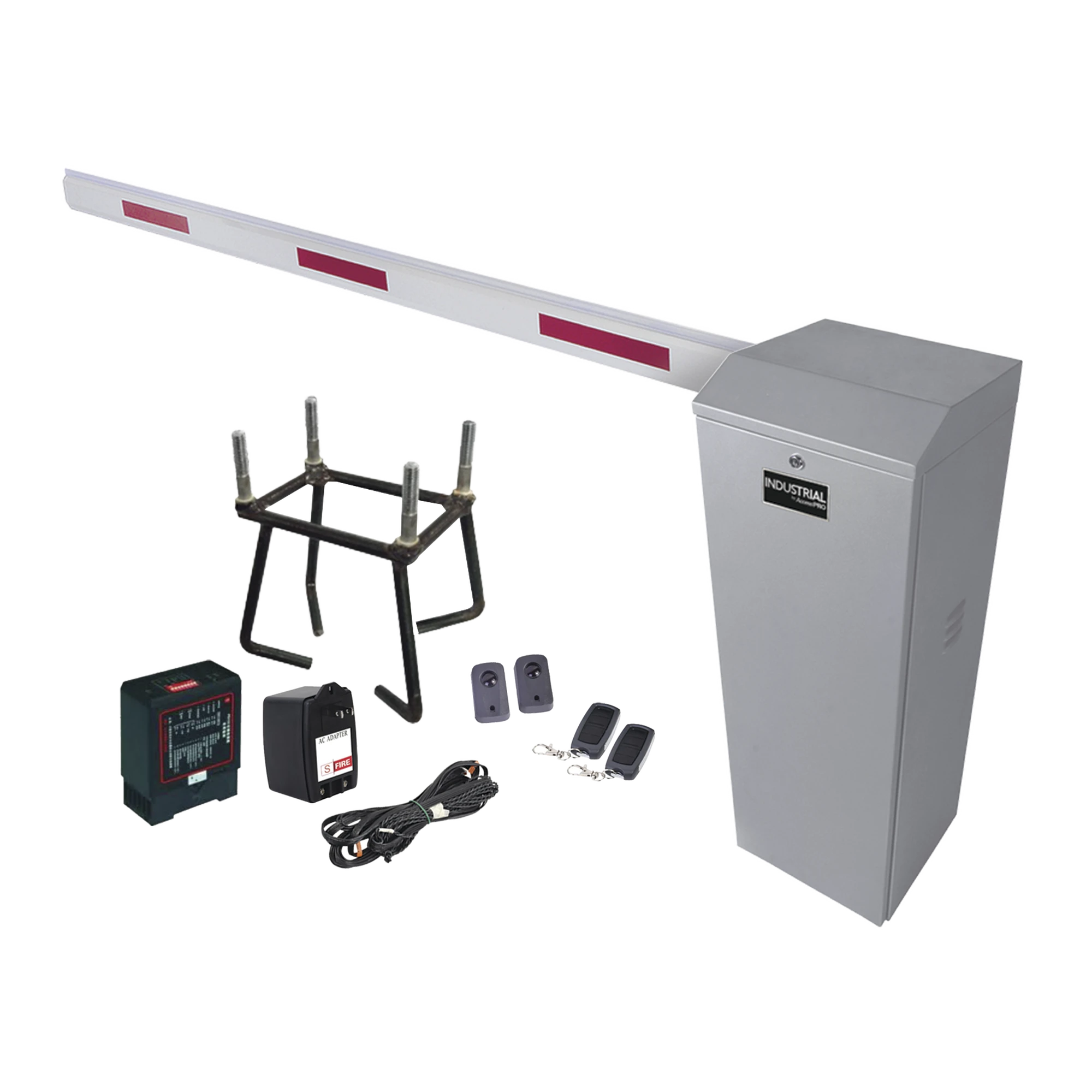 KIT COMPLETO BARRERA IZQUIERDA XB / BRAZO TELESCÓPICO 3.6 ~ 5.5 M / INCLUYE SENSOR DE MASA, TRANSFORMADOR, LAZO, ANCLA, FOTOCELDAS Y 2 CONTROLES INALÁMBRICOS-Acceso Vehicular-ACCESSPRO-Bsai Seguridad & Controles