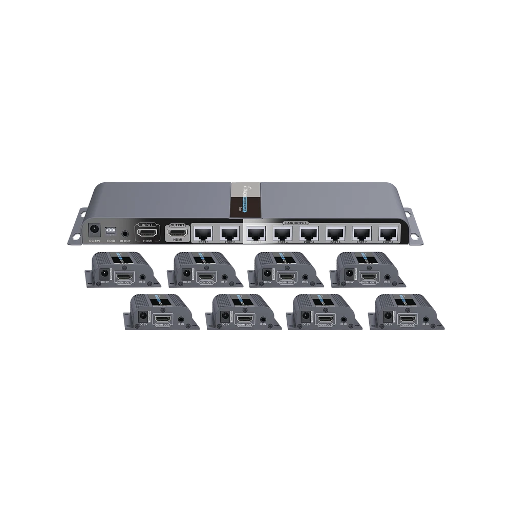 KIT COMPLETO DISTRIBUIDOR HDMI 1 X 8-Accesorios Videovigilancia-EPCOM TITANIUM-Bsai Seguridad & Controles