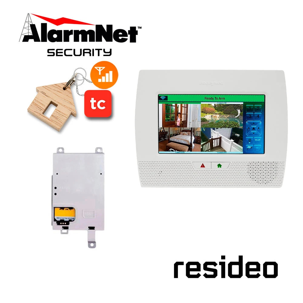 KIT CON PANEL AUTOCONTENIDO INALAMBRICO DE PANTALLA TACTIL 7” SOPORTA 80 ZONAS INALAMBRICAS PROGRAMABLES, ADMITE 24 LLAVEROS, EL PANEL ES COMPATIBLE CON MODULOS WIFI, GSM, ETHERNET, INCLUYE UN AÑO DE SERVICIO DE APLICACION TOTALCONNECT2.0, COMUNICACIO...-Alarmas-RESIDEO-Bsai Seguridad & Controles