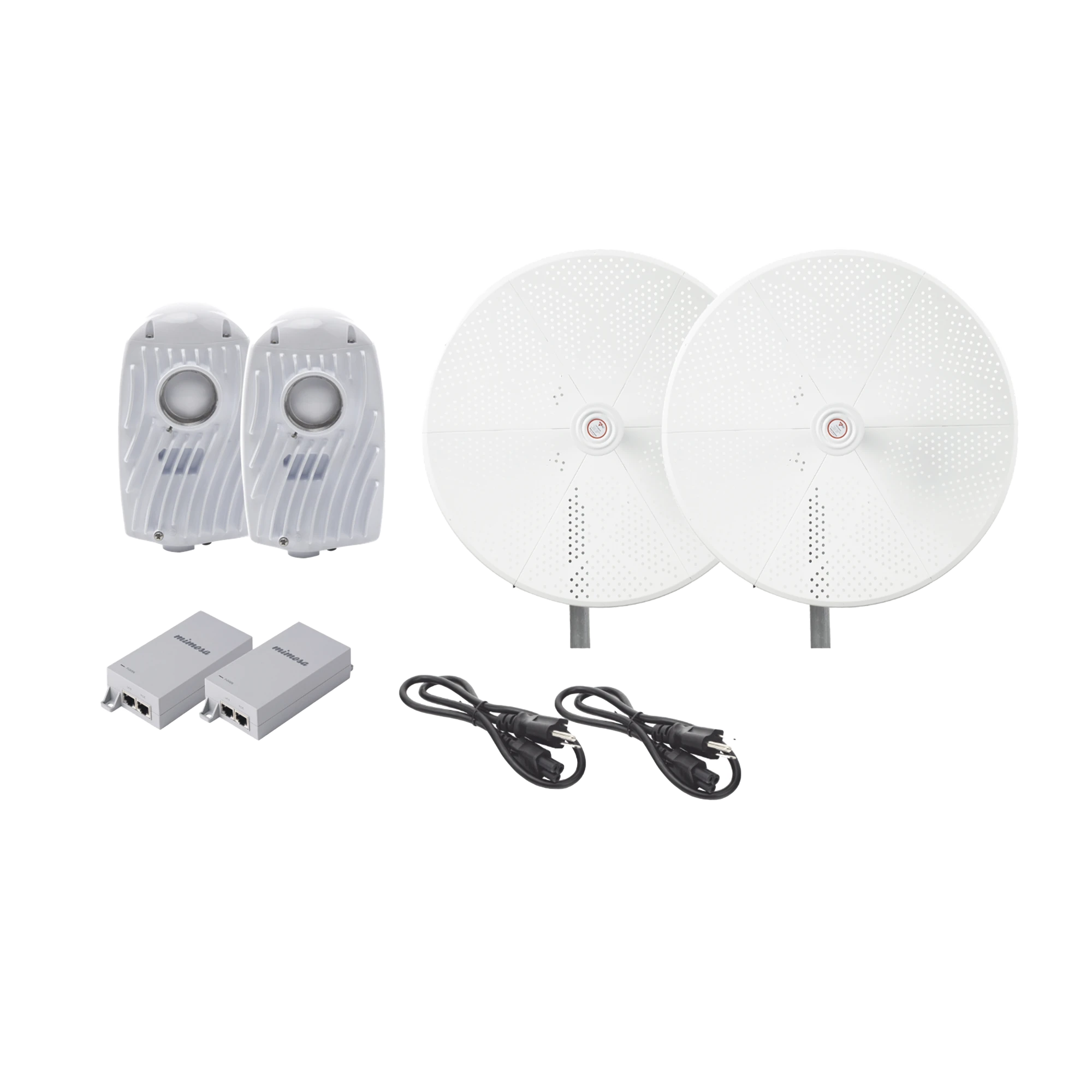 KIT DE 2 RADIOS B5X CON ANTENASTXPD34B5X DE (34 DBI), RANGO DE FRECUENCIA EXTENDIDA (4.9 A 6.4 GHZ), INCLUYE INYECTOR POE, CABLE DE ALIMENTACIÓN Y PARA ALINEACIÓN, DISTANCIA DE HASTA 40 KM-Enlaces PtP y PtMP-MIMOSA NETWORKS-Bsai Seguridad & Controles