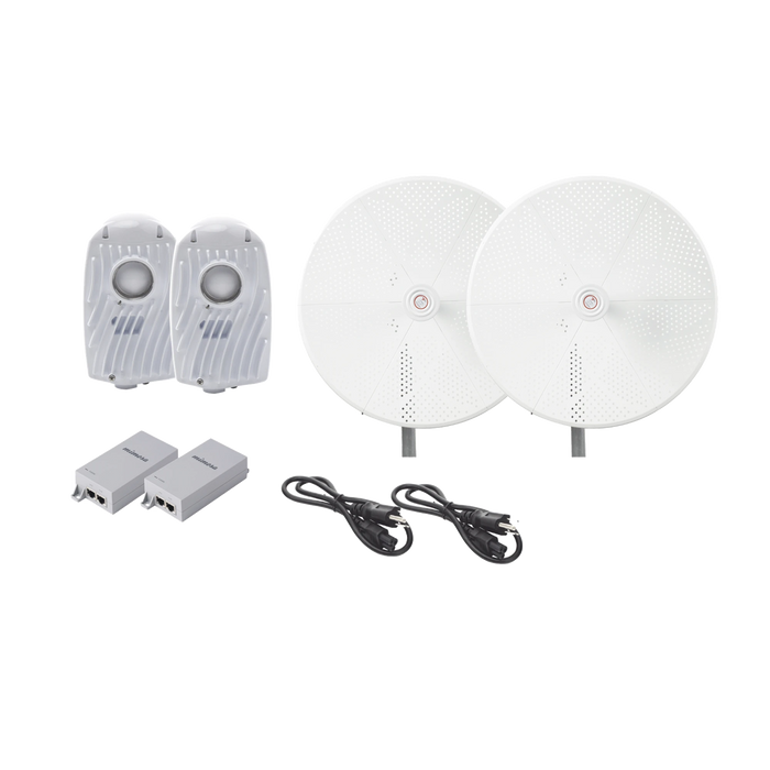 KIT DE 2 RADIOS B5X CON ANTENASTXPD34B5X DE (34 DBI), RANGO DE FRECUENCIA EXTENDIDA (4.9 A 6.4 GHZ), INCLUYE INYECTOR POE, CABLE DE ALIMENTACIÓN Y PARA ALINEACIÓN, DISTANCIA DE HASTA 40 KM-Enlaces PtP y PtMP-MIMOSA NETWORKS-Bsai Seguridad & Controles