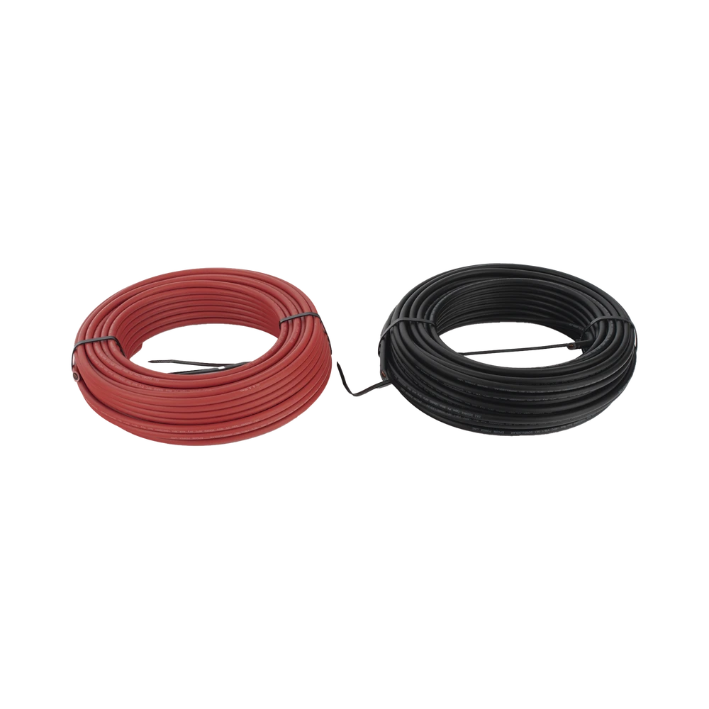 KIT DE 2 ROLLOS DE 50 METROS DE CABLE FOTOVOLTAICO DE COBRE, ROJO Y NEGRO, CALIBRE 10 AWG (6MM²), TIPO PV, 1000/2000 V Y 120°C.-Energía Solar-EPCOM POWERLINE-Bsai Seguridad & Controles