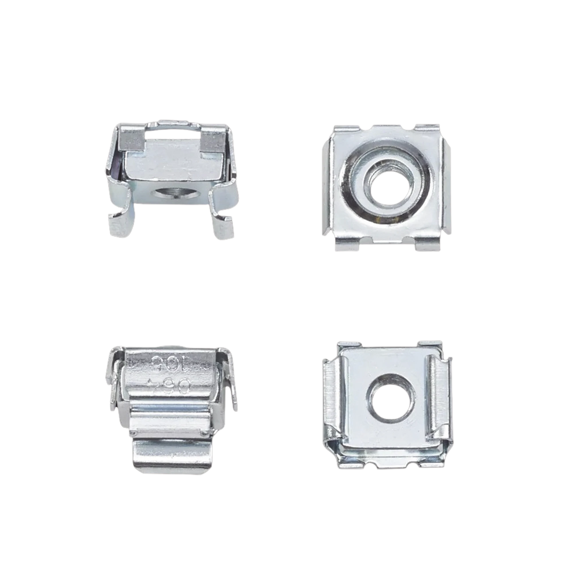 KIT DE 20 TUERCAS ENJAULADAS #10-32, PARA USO EN GABINETES O RACKS CON RIELES CON ORIFICIOS CUADRADO, DE ACERO, COLOR PLATEADO-Racks y Gabinetes-HOFFMAN-Bsai Seguridad & Controles