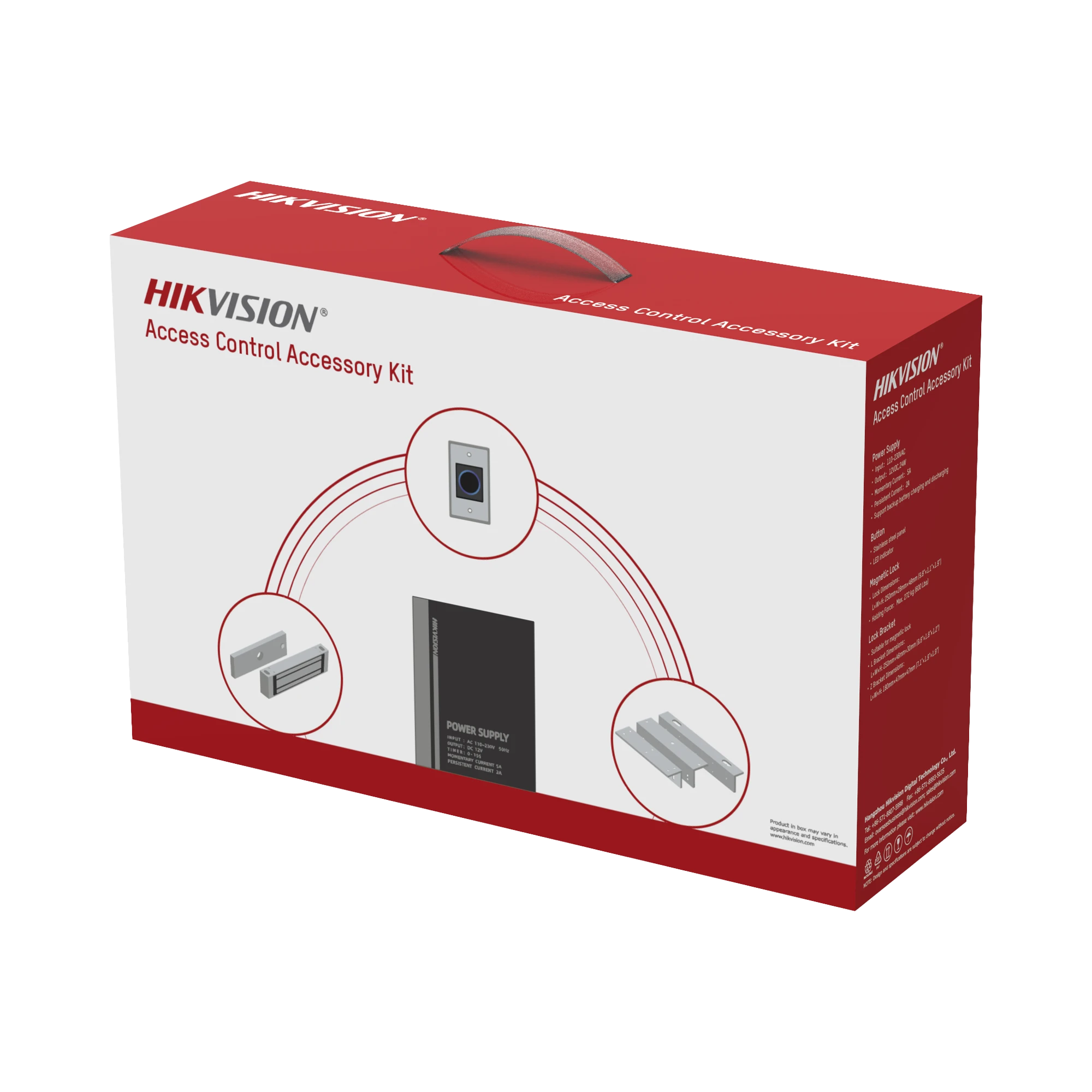 KIT DE ACCESORIOS PARA CTRL DE ACCESO / FUENTE 12 VCD 2 A, BOTÓN DE SALIDA Y CHAPA MAGNÉTICA 600 LBS / PARA INSTALACIÓN DE CONTROL DE ACCESO AUTÓNOMO (FACIAL MIN MOE, TECLADOS, LECTORES DE HUELLA ETC)-Fuentes de Alimentación-HIKVISION-DS-KAS-7M01-Bsai Seguridad & Controles