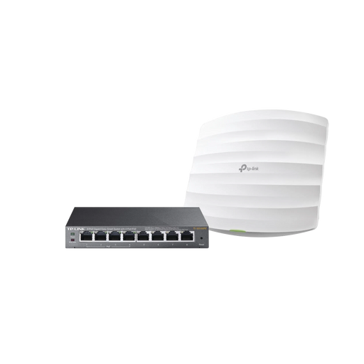 KIT DE ACCESS POINT EAP245 Y SWITCH POE TL-SG108PE, DOBLE BANDA AC, HASTA 1750 MBPS, 1 PUERTO GIGABIT-Redes WiFi-TP-LINK-EAP-STARTER-KIT-245PE-Bsai Seguridad & Controles