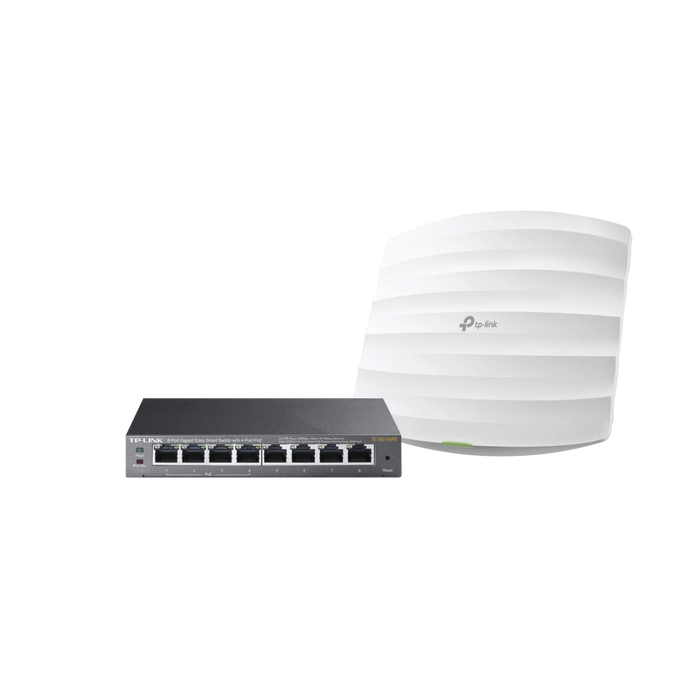 KIT DE ACCESS POINT EAP245 Y SWITCH POE TL-SG108PE, DOBLE BANDA AC, HASTA 1750 MBPS, 1 PUERTO GIGABIT-Redes WiFi-TP-LINK-EAP-STARTER-KIT-245PE-Bsai Seguridad & Controles