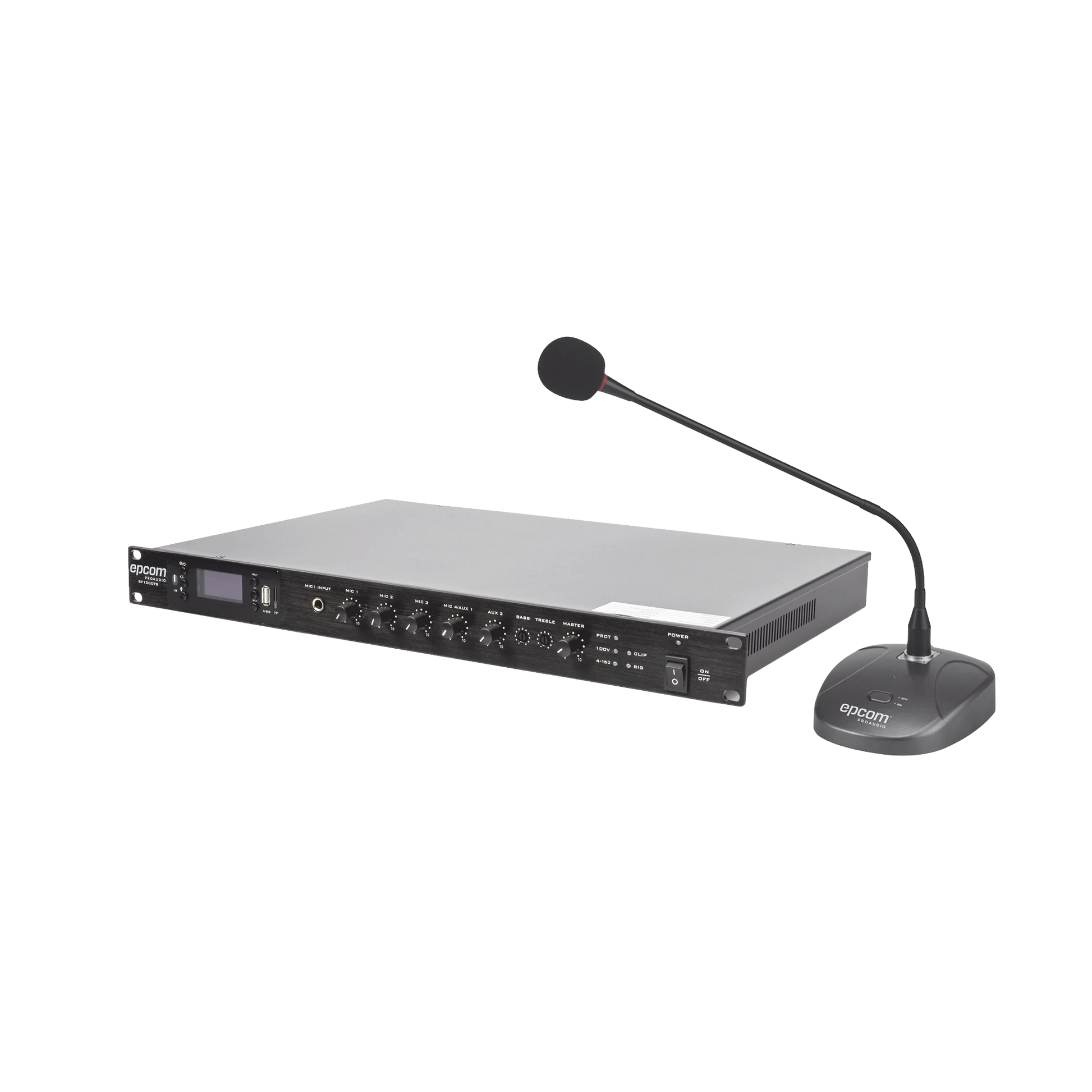KIT DE AMPLIFICADOR DE 120W MODELO SF120DTB | MÁS MICRÓFONO DE ESCRITORIO MODELO SF621A-Audio residencial/Comercial-EPCOM PROAUDIO-Bsai Seguridad & Controles