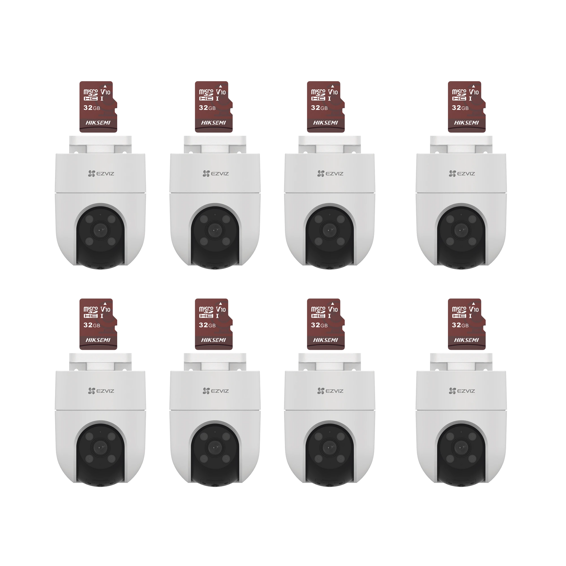 KIT DE CAMARAS WIFI, INCLUYE 8 PIEZAS CS-H8C Y 8 PIEZAS HS-TF-E1/32G / AUDIO DE DOS VÍAS / DETECCIÓN DE MOVIMIENTO / LUZ BLANCA / SIRENA / USO EN EXTERIOR CON PROTECCIÓN-Kits- Sistemas Completos-EZVIZ-Bsai Seguridad & Controles