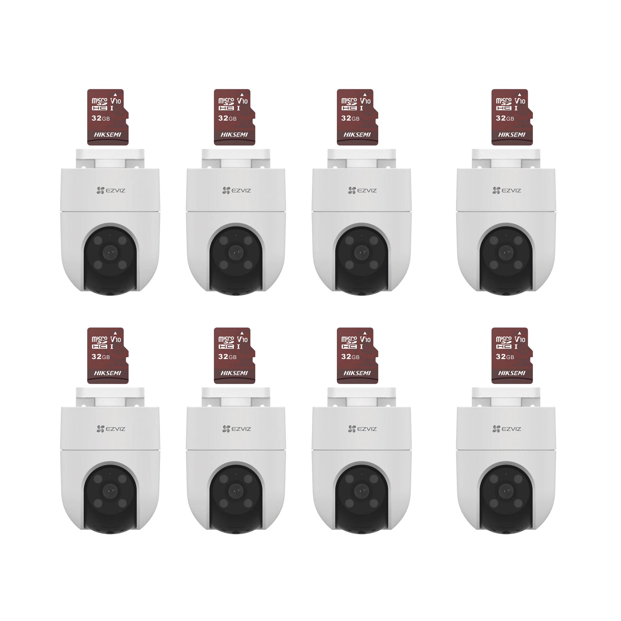 KIT DE CAMARAS WIFI, INCLUYE 8 PIEZAS CS-H8C Y 8 PIEZAS HS-TF-E1/32G / AUDIO DE DOS VÍAS / DETECCIÓN DE MOVIMIENTO / LUZ BLANCA / SIRENA / USO EN EXTERIOR CON PROTECCIÓN-Kits- Sistemas Completos-EZVIZ-Bsai Seguridad & Controles