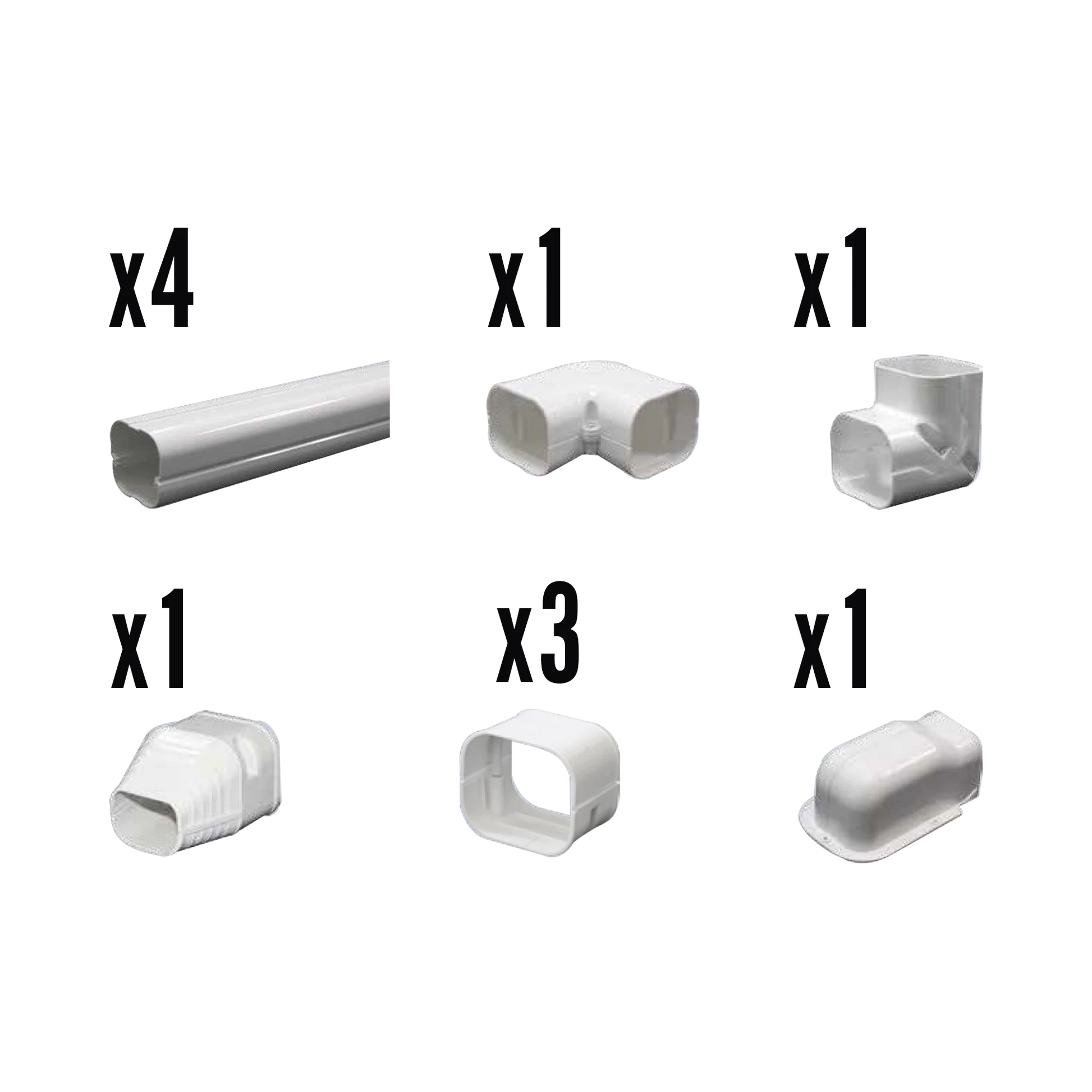 KIT DE CANALETAS PARA LA ORGANIZACIÓN DE TUBERÍAS Y CABLES ELÉCTRICOS EN INSTALACIONES DE AIRE ACONDICIONADO, USO EN INTERIORES Y EXTERIORES, PVC RÍGIDO, IDEAL PARA MINISPLIT, CONTENIDO DE KIT (11 PIEZAS), (3000-00000)-Climatización / Refrigeración-THORSMAN-Bsai Seguridad & Controles