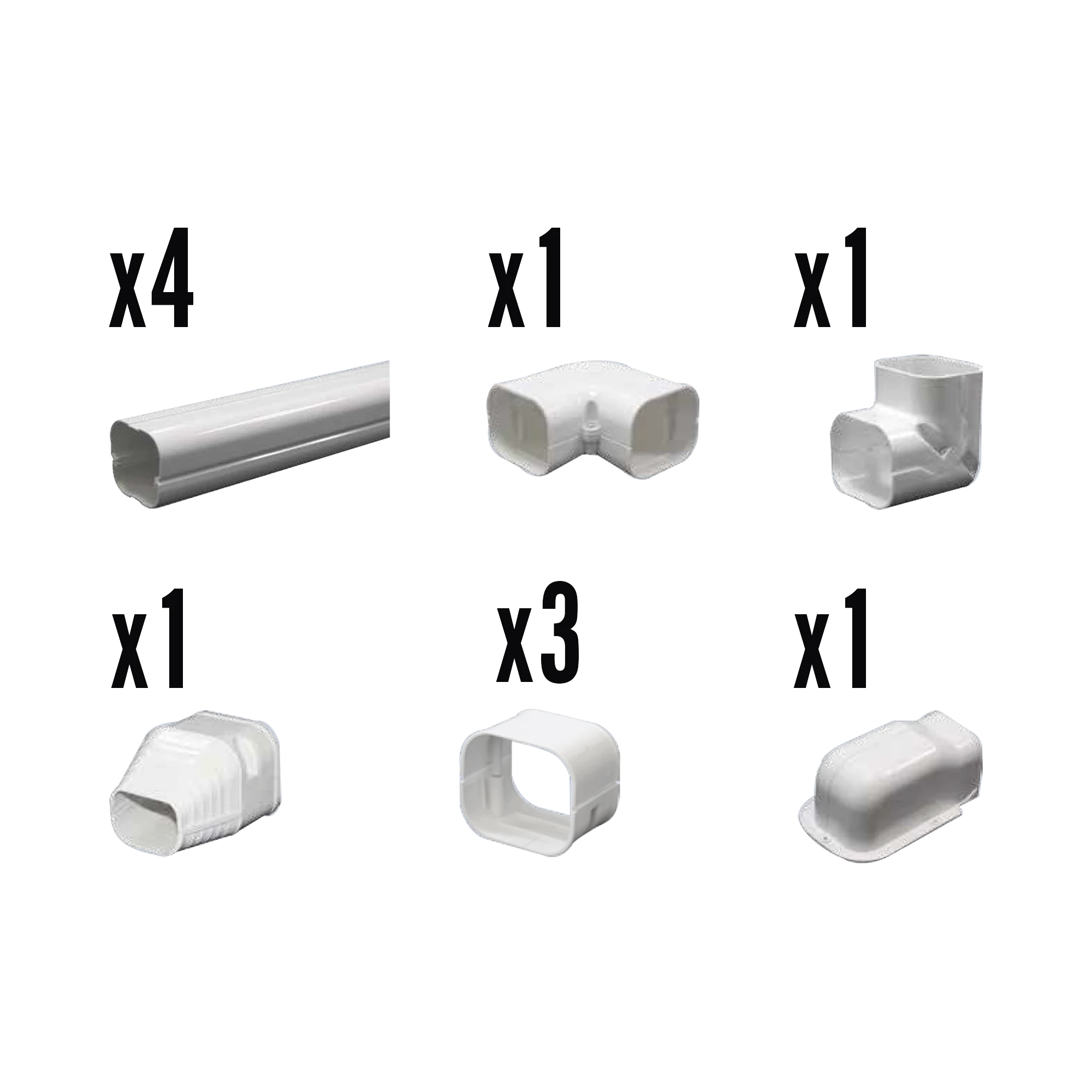 KIT DE CANALETAS PARA LA ORGANIZACIÓN DE TUBERÍAS Y CABLES ELÉCTRICOS EN INSTALACIONES DE AIRE ACONDICIONADO, USO EN INTERIORES Y EXTERIORES, PVC RÍGIDO, IDEAL PARA MINISPLIT, CONTENIDO DE KIT (11 PIEZAS), (3000-00000)-Climatización / Refrigeración-THORSMAN-Bsai Seguridad & Controles