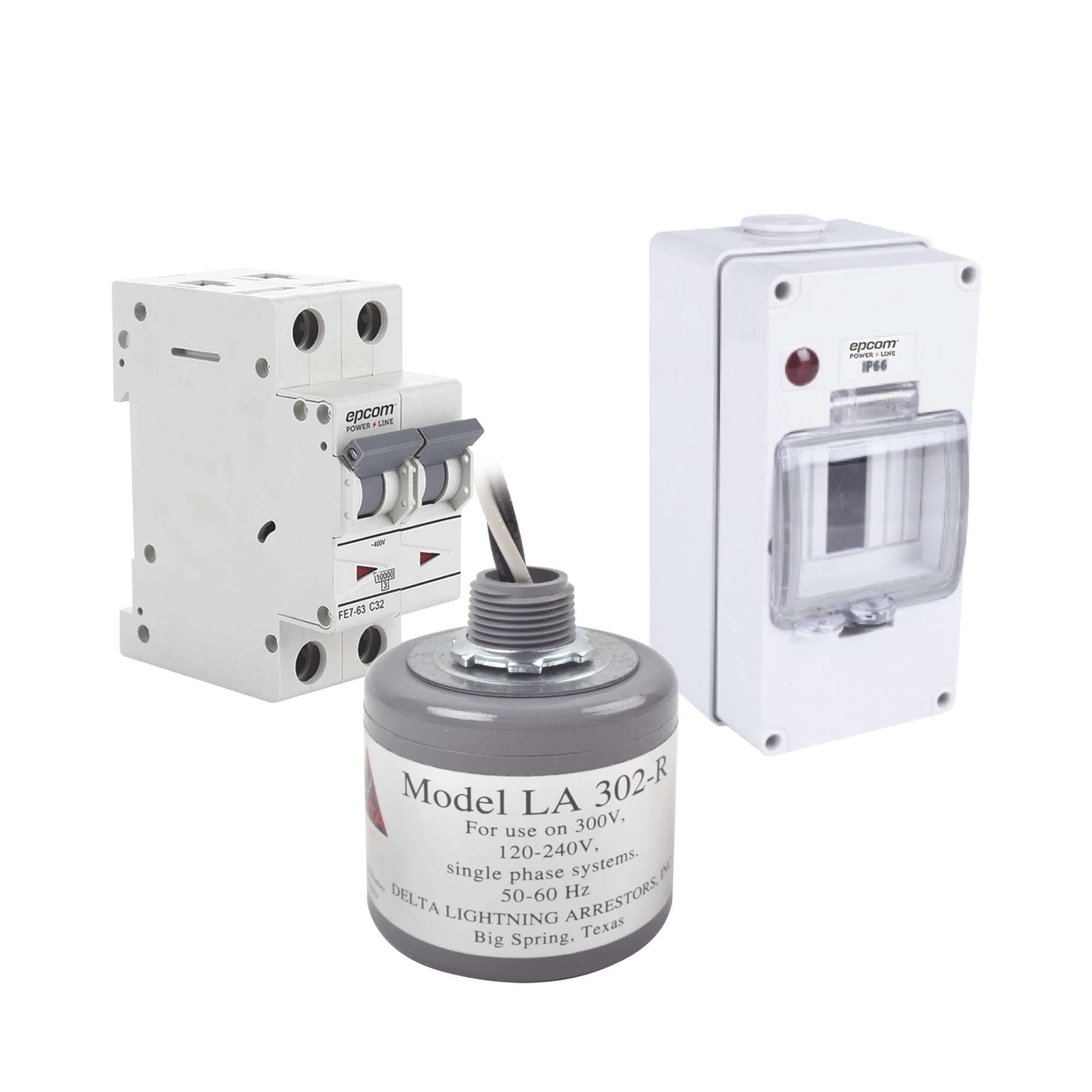KIT DE CENTRO DE CARGA PARA CORRIENTE ALTERNA, BREAKER DE HASTA 400 VCA DE 32 A CON SUPRESOR DE PICOS TRANSITORIOS-Kits Sistemas Completos-EPCOM POWERLINE-Bsai Seguridad & Controles
