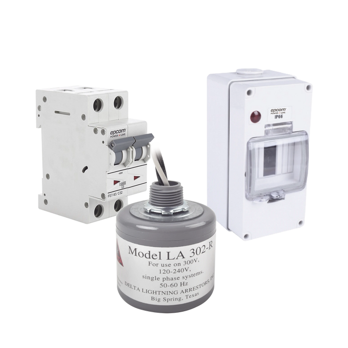 KIT DE CENTRO DE CARGA PARA CORRIENTE ALTERNA, BREAKER DE HASTA 400 VCA DE 40 A CON SUPRESOR DE PICOS TRANSITORIOS.-Kits Sistemas Completos-EPCOM POWERLINE-Bsai Seguridad & Controles