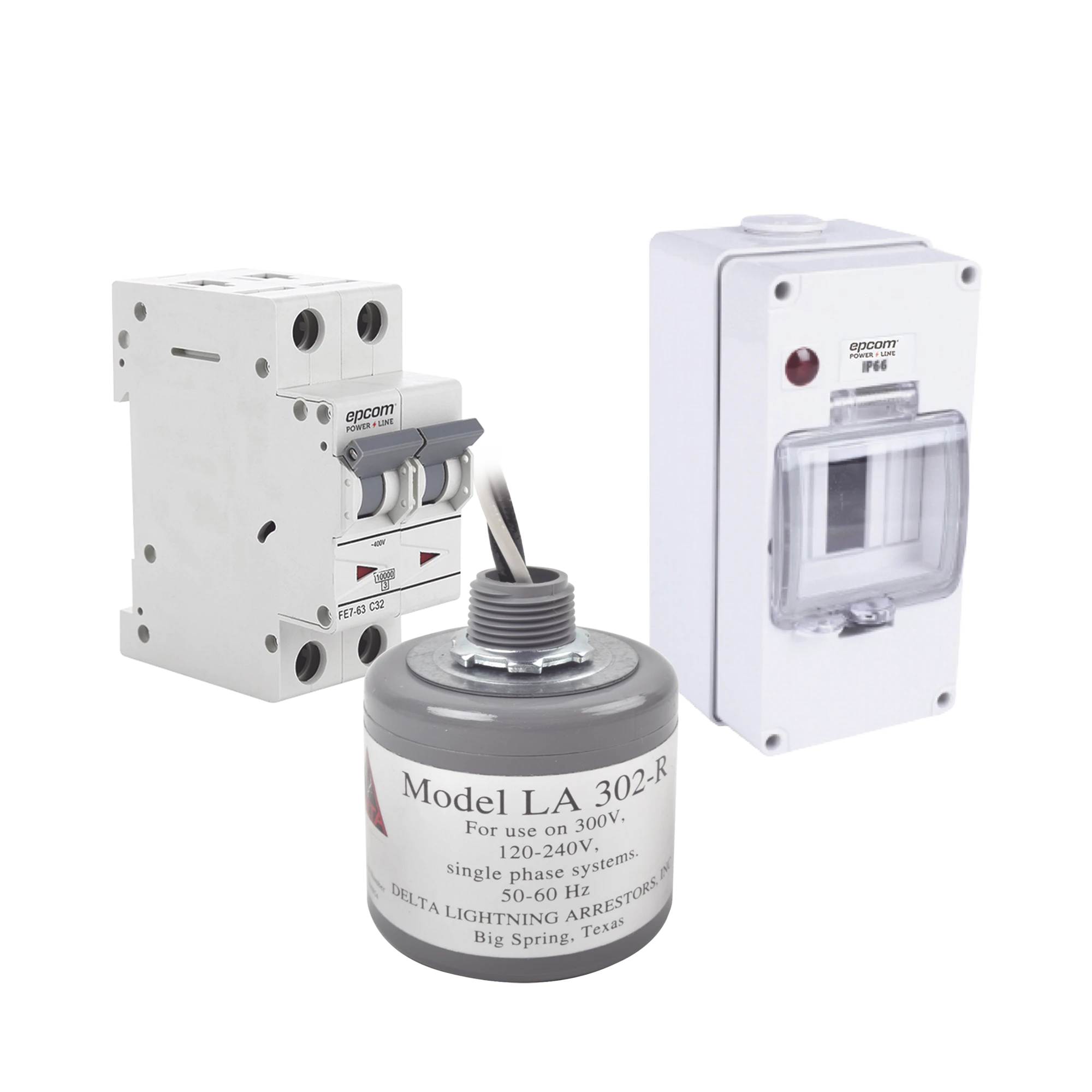 KIT DE CENTRO DE CARGA PARA CORRIENTE ALTERNA, BREAKER DE HASTA 400 VCA DE 63 A CON SUPRESOR DE PICOS TRANSITORIOS.-Kits Sistemas Completos-EPCOM POWERLINE-Bsai Seguridad & Controles