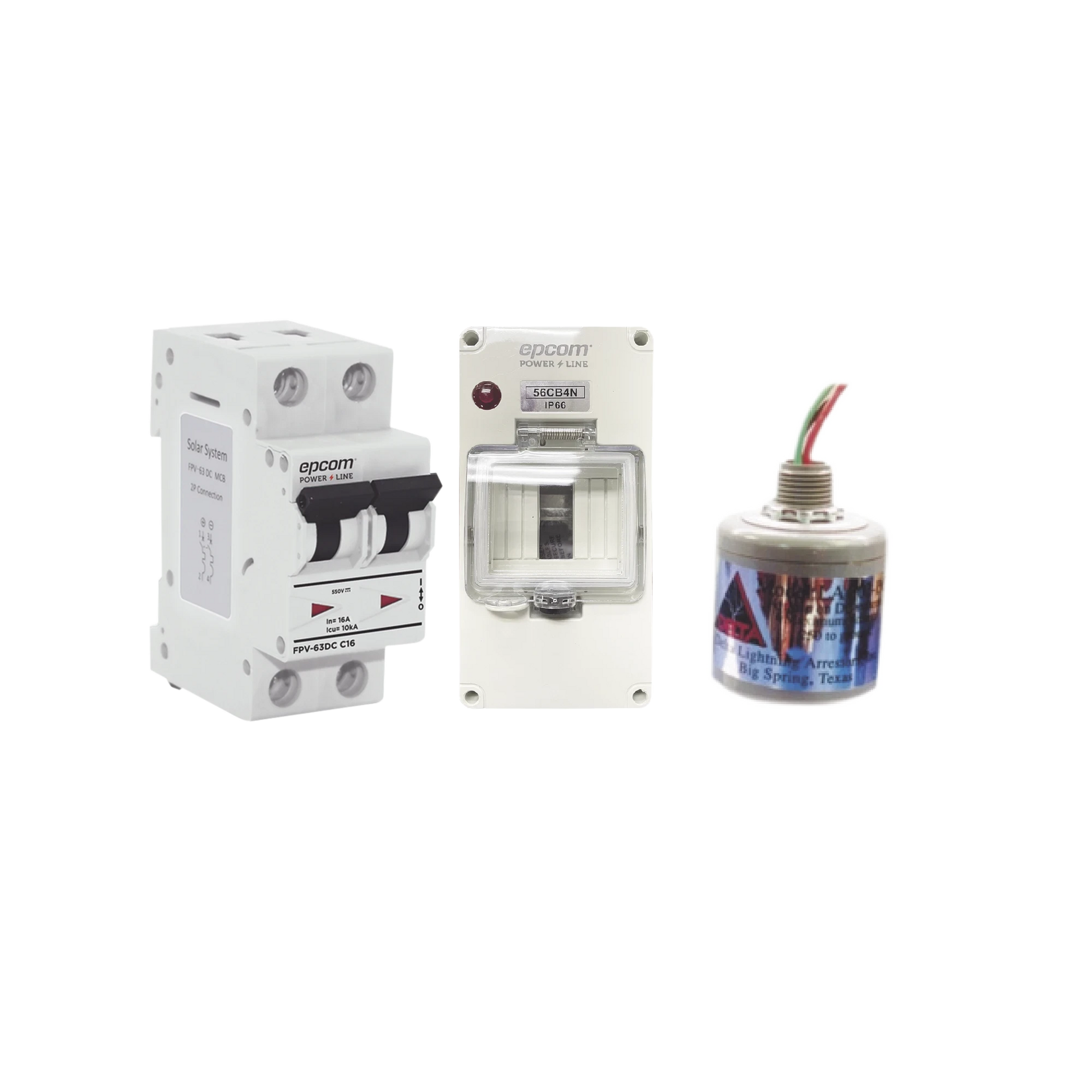 KIT DE CENTRO DE CARGA PARA CORRIENTE DIRECTA, BREAKER DE HASTA 800 VCC DE 20 A CON SUPRESOR DE DESCARGAS ATMOSFÉRICAS.-Calidad de la Energía-EPCOM POWERLINE-Bsai Seguridad & Controles