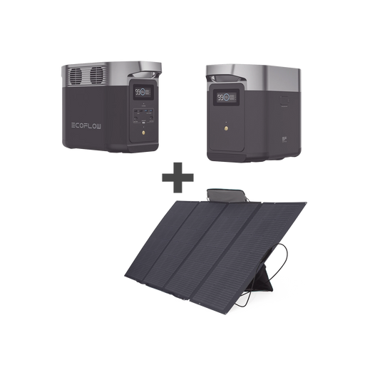 KIT DE ESTACIÓN DE ENERGÍA PORTÁTIL 1024WH + BATERÍA EXTERNA 1024WH + PANEL SOLAR FLEXIBLE 400W (2024WH TOTALES)-Respaldo de Energía-ECOFLOW-DLT2KIT-BP-Bsai Seguridad & Controles