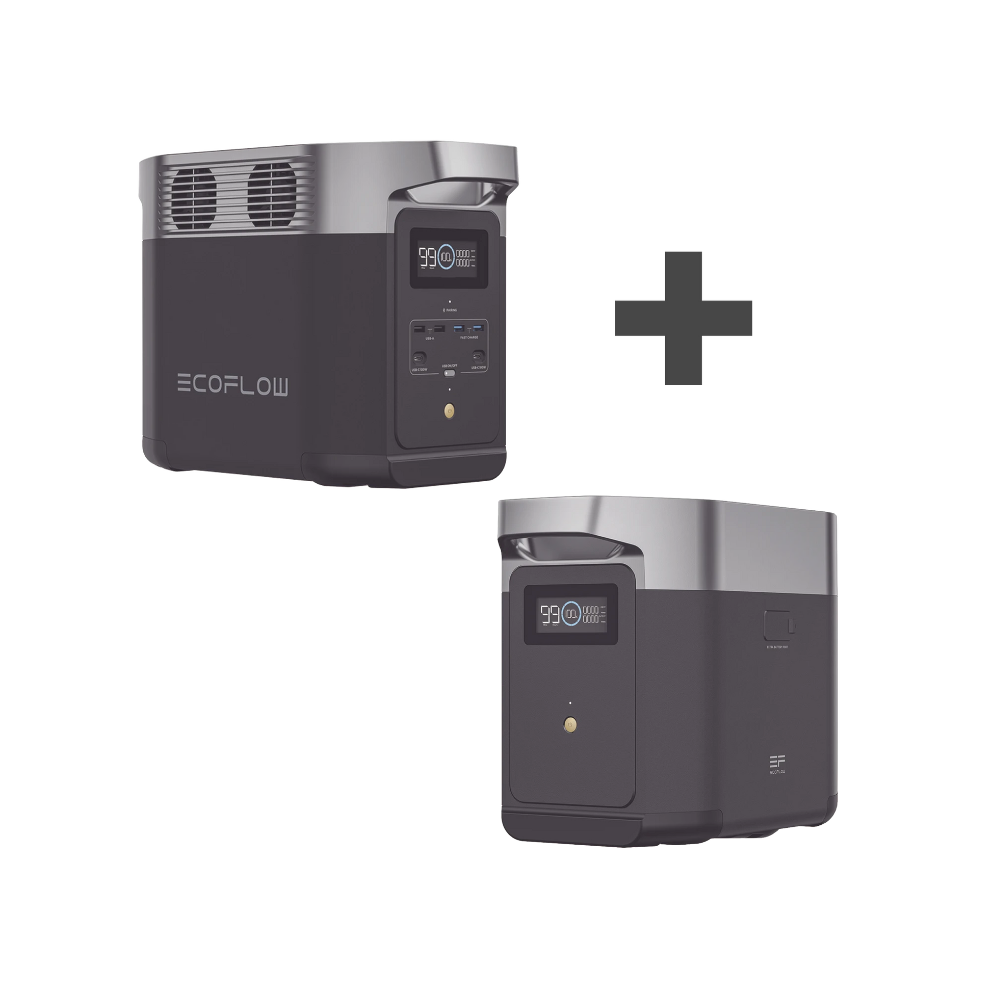 KIT DE ESTACIÓN DE ENERGÍA PORTÁTIL 1024WH + BATERÍA EXTERNA 1024WH (2048WH TOTALES)-Respaldo de Energía-ECOFLOW-Bsai Seguridad & Controles