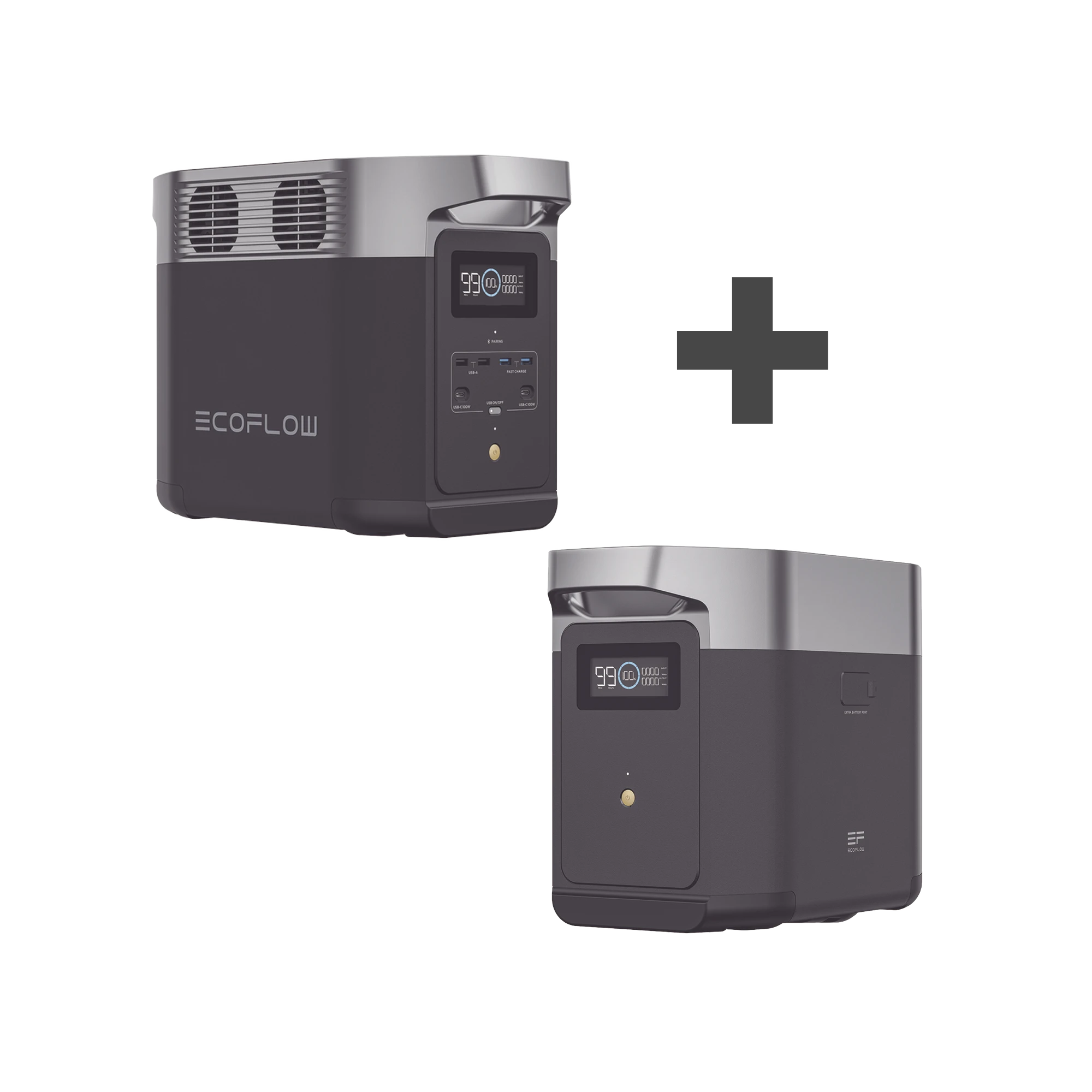 KIT DE ESTACIÓN DE ENERGÍA PORTÁTIL 1024WH + BATERÍA EXTERNA 1024WH (2048WH TOTALES)-Respaldo de Energía-ECOFLOW-Bsai Seguridad & Controles