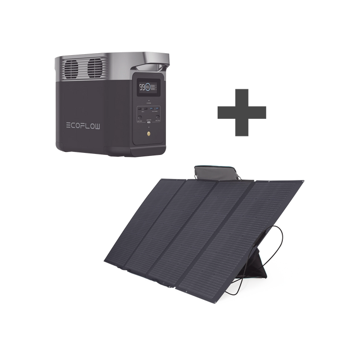 KIT DE ESTACIÓN DE ENERGÍA PORTÁTIL 1024WH + PANEL SOLAR FLEXIBLE 400W-Respaldo de Energía-ECOFLOW-DLT2-KIT-Bsai Seguridad & Controles