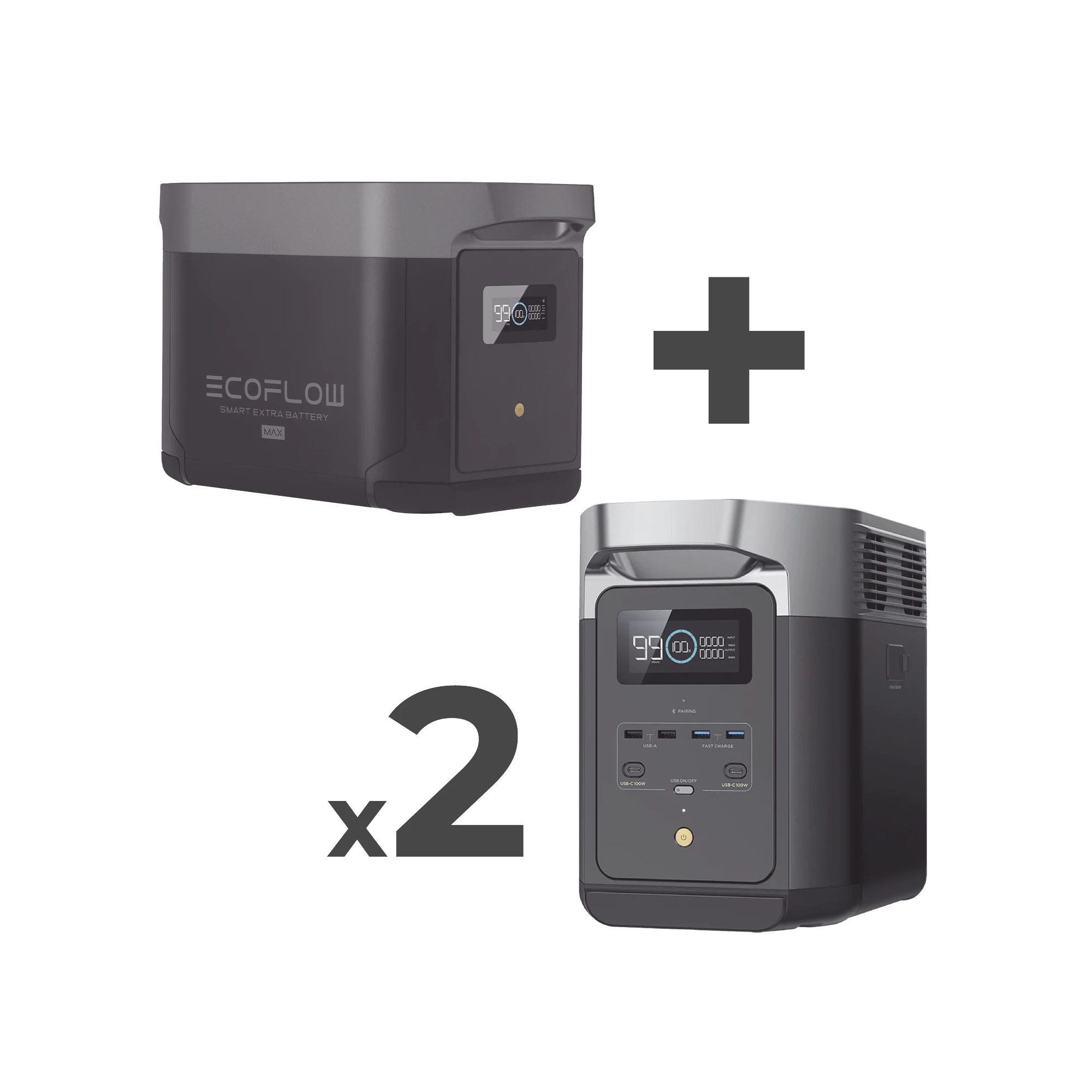 KIT DE ESTACIÓN DE ENERGÍA PORTÁTIL 2048WH + 2 BATERÍAS EXTERNAS 2048WH (6144WH TOTALES)-Respaldo de Energía-ECOFLOW-Bsai Seguridad & Controles