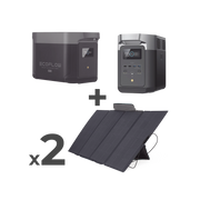 KIT DE ESTACIÓN DE ENERGÍA PORTÁTIL 2048WH + BATERÍA EXTERNA 2048WH + 2 PANELES SOLARES FLEXIBLES 400W (4096WH, 800W TOTALES)-Respaldo de Energía-ECOFLOW-DLT2MAX-KIT-BPLUS-Bsai Seguridad & Controles