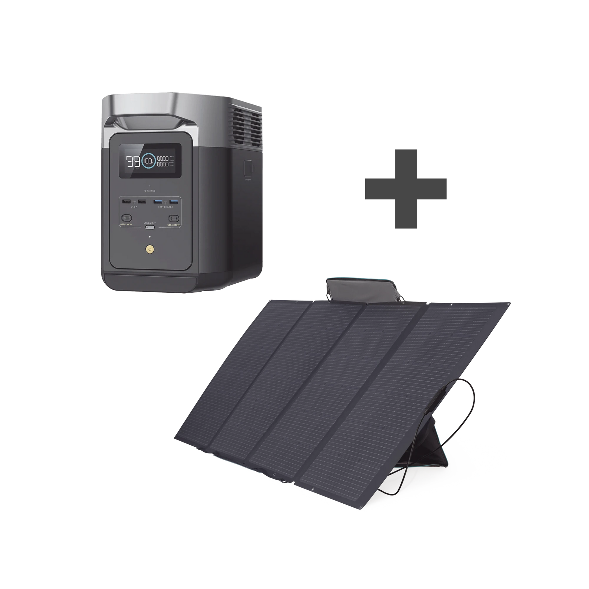 KIT DE ESTACIÓN DE ENERGÍA PORTÁTIL 2048WH + PANEL SOLAR FLEXIBLE 400W-Respaldo de Energía-ECOFLOW-DLT2MAX-KIT-Bsai Seguridad & Controles