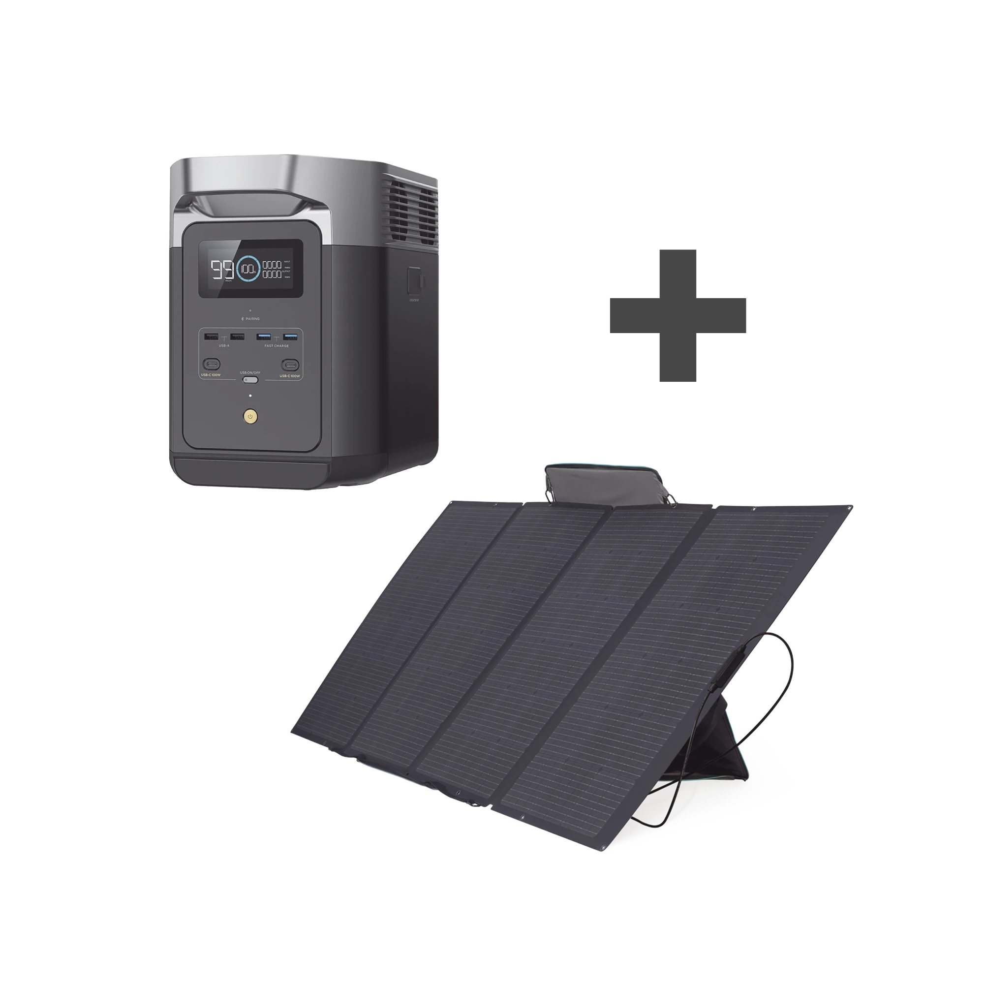 KIT DE ESTACIÓN DE ENERGÍA PORTÁTIL 2048WH + PANEL SOLAR FLEXIBLE 400W-Respaldo de Energía-ECOFLOW-Bsai Seguridad & Controles