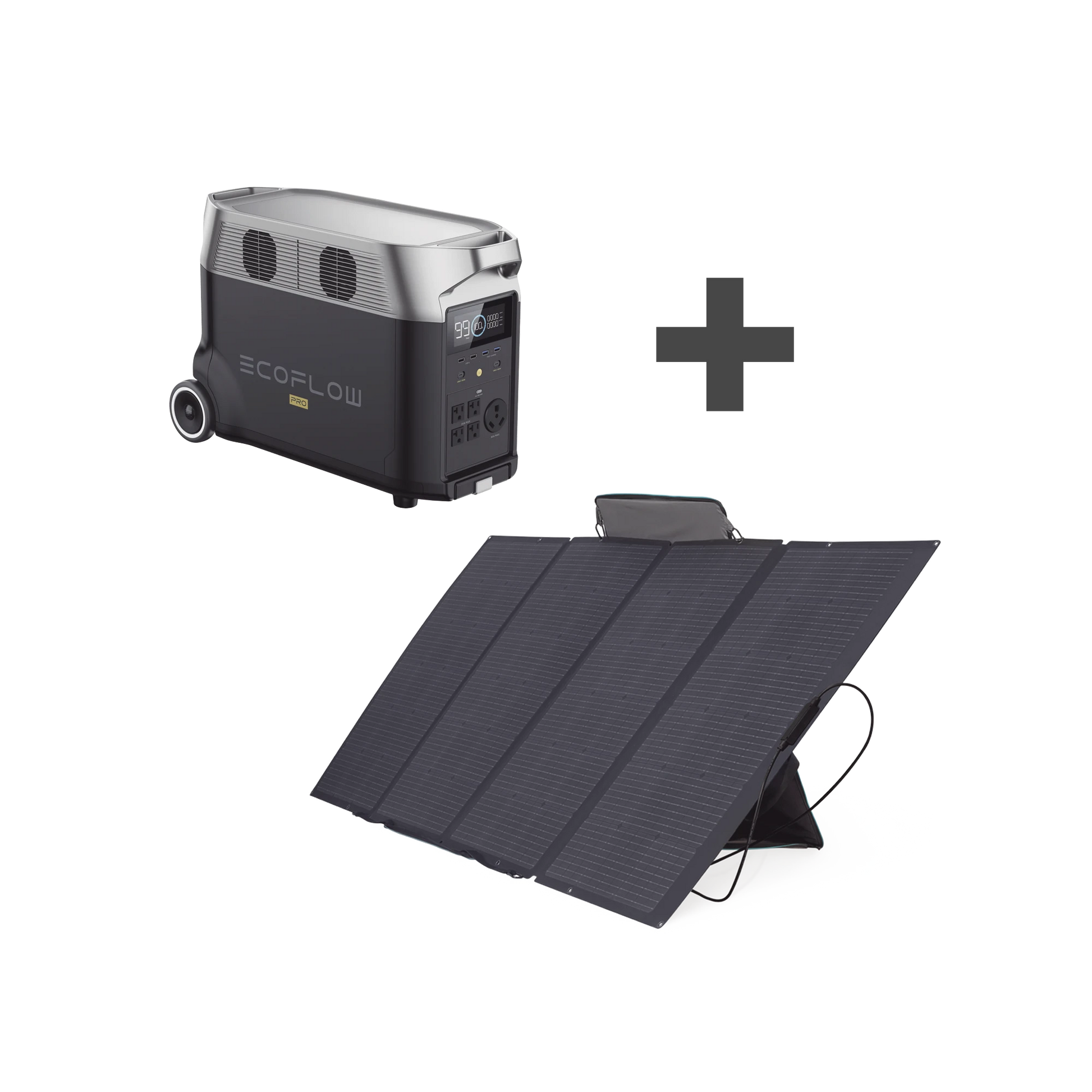 KIT DE ESTACIÓN DE ENERGÍA PORTÁTIL 3600WH + PANEL SOLAR FLEXIBLE 400W-Respaldo de Energía-ECOFLOW-DLTPRO-KIT-Bsai Seguridad & Controles