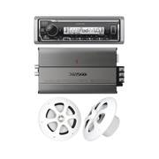 KIT DE ESTEREO CON BLUETOOTH KMR-M332BT | AMPLIFICADOR KAC-M3004 | MAS PAR DE BOCINAS KFC-1613MRW-Soluciones Marinas-JVC KENWOOD-Bsai Seguridad & Controles