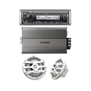 KIT DE ESTÉREO CON BLUETOOTH KMR-M332BT | AMPLIFICADOR KAC-M3004 | MÁS PAR DE BOCINAS KFC-1653MRW-Soluciones Marinas-JVC KENWOOD-Bsai Seguridad & Controles