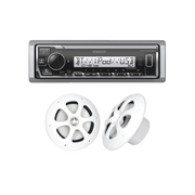 KIT DE ESTÉREO CON BLUETOOTH KMR-M332BT | MÁS PAR DE BOCINAS KFC-1613MRW-Soluciones Marinas-JVC KENWOOD-Bsai Seguridad & Controles