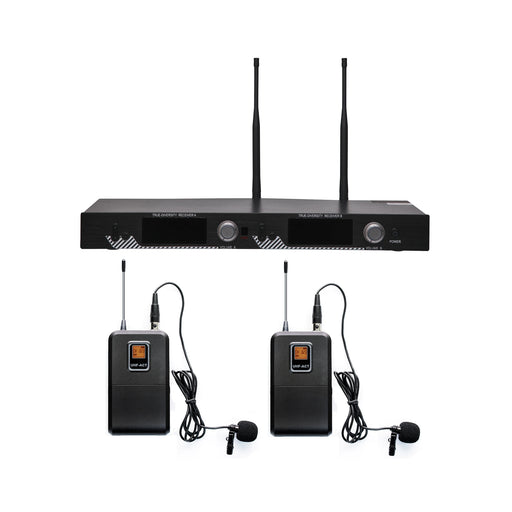 KIT DE MICROFONÍA INALÁMBRICO | 2 MICRÓFONOS DE LAVALIER | RECEPTOR UHF | PANTALLA LCD | 200 CANALES | GRAN COBERTURA-Megafonia y Audioevacuacion-EPCOM PROAUDIO-Bsai Seguridad & Controles