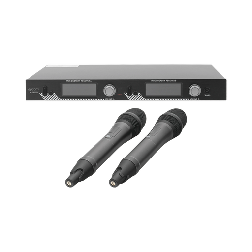 KIT DE MICROFONÍA INALÁMBRICO | 2 MICRÓFONOS DE MANO | RECEPTOR UHF | PANTALLA LCD | 200 CANALES |Â GRAN COBERTURA-Megafonia y Audioevacuacion-EPCOM PROAUDIO-Bsai Seguridad & Controles