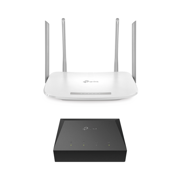 KIT DE ONU GIGABIT XZ000G3 CON ROUTER ROUTER INALÁMBRICO ISP DOBLE BANDA AC, HASTA 1167 MBPS, 4 ANTENAS EXTERNAS OMNIDIRECCIONAL, PUERTOS GIGABIT-Redes WiFi-TP-LINK-KITONU-EC220G5-Bsai Seguridad & Controles