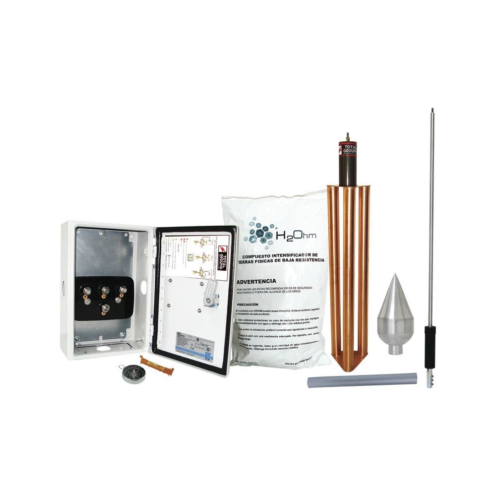 KIT DE PARARRAYO CON PUNTA CON DIÁMETRO DE PROTECCIÓN DE 160 METROS-Tierra Física y Pararrayos-TOTAL GROUND-Bsai Seguridad & Controles