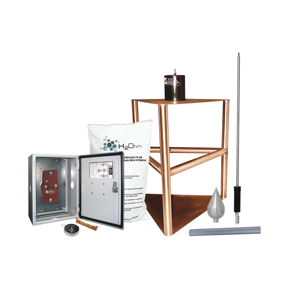 KIT DE PARARRAYO CON PUNTA CON DIÁMETRO DE PROTECCIÓN DE 200 METROS-Tierra Física y Pararrayos-TOTAL GROUND-Bsai Seguridad & Controles