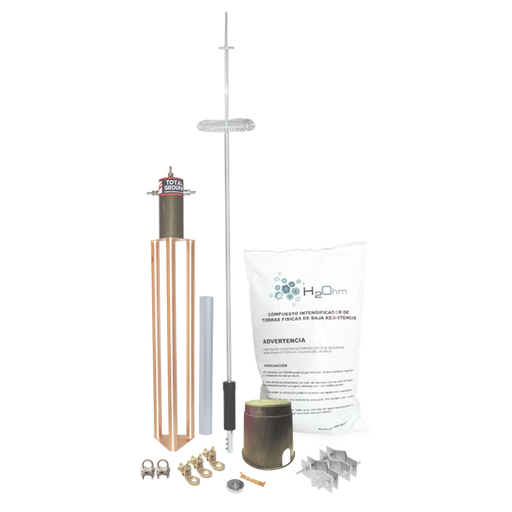 KIT DE PARARRAYO PARA TORRE O POSTE TIPO DIPOLO CORONA CON ELECTRODO Y ACCESORIOS DE INSTALACIÓN-Tierra Física y Pararrayos-TOTAL GROUND-KIT-DIPOLO-T-Bsai Seguridad & Controles