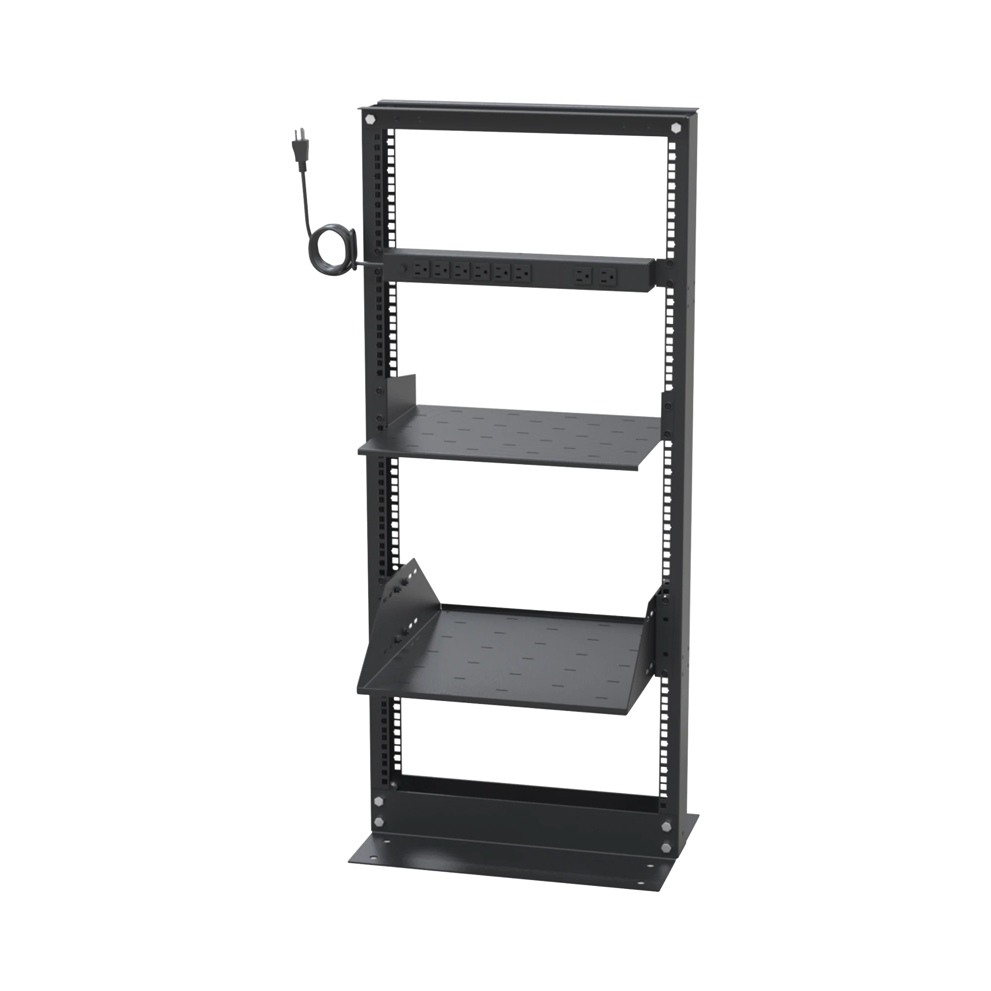 KIT DE RACK ESTÁNDAR 19, 24 UR CON 2 CHAROLAS Y PDU (8 TOMAS). IDEAL PARA UPS Y SERVIDORES TIPO TORRE.-Racks y Gabinetes-LINKEDPRO BY EPCOM-Bsai Seguridad & Controles