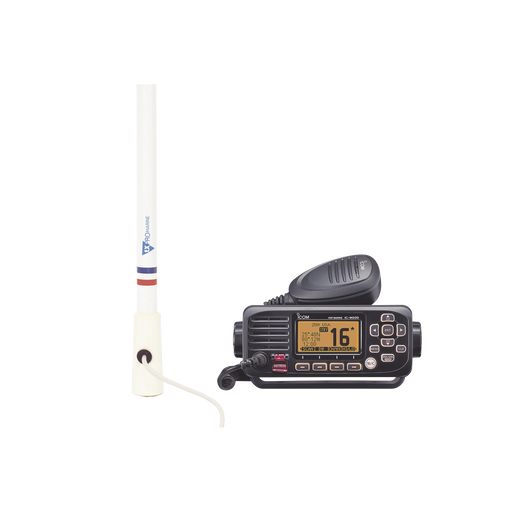 KIT DE RADIO IC-M220 | MAS ANTENA MARINA DE FIBRA DE VIDRIO TX-5206-SYS Y SOPORTE PARA ANTENA 4186-Radios Marinos-ICOM-IC-M220/KIT5206-Bsai Seguridad & Controles