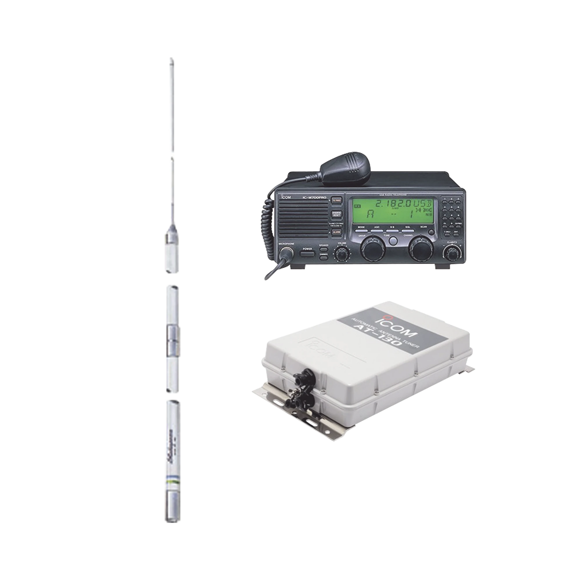 KIT DE RADIO IC-M700PRO CON SINTONIZADOR DE ANTENA AT-130 Y ANTENA HF SHAKESPEARE 393-Radios Marinos-ICOM-Bsai Seguridad & Controles