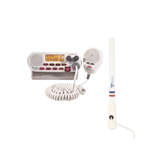 KIT DE RADIO MRF45D | MAS ANTENA MARINA DE FIBRA DE VIDRIO TX-5206-SYS Y SOPORTE PARA ANTENA 4186-Radios Marinos-COBRA-Bsai Seguridad & Controles