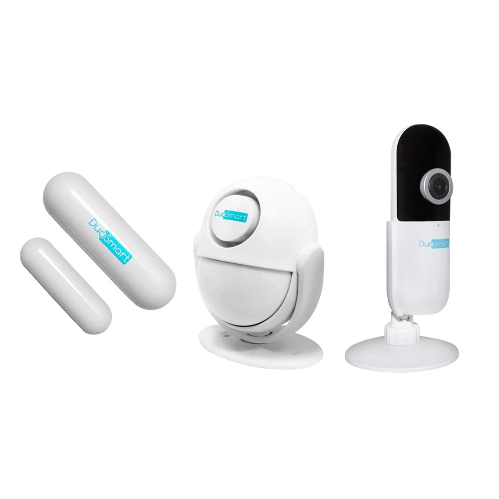 KIT DE SEGURIDAD BÁSICA DEL HOGAR, SECURITY KIT DUOSMART. INCLUYE: 1 PANEL DE ALARMA C10, 1 SENSOR MAGNÉTICO CSD1 Y 1 CÁMARA E10-Duosmart-DUOSMART-Bsai Seguridad & Controles