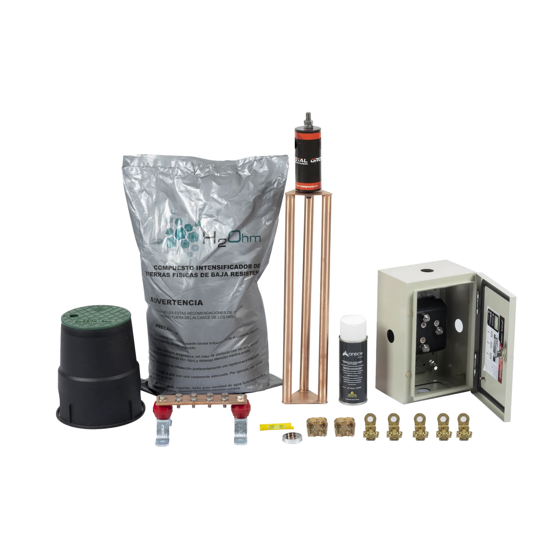 KIT DE TIERRA FÍSICA MODELO TG100K CON ELECTRODO MAGNETOACTIVO 67 X 17 CM, CAPACIDAD MAX: 100 AMP-Calidad de la Energía-TOTAL GROUND-KIT-MASTER-100K-V2-Bsai Seguridad & Controles