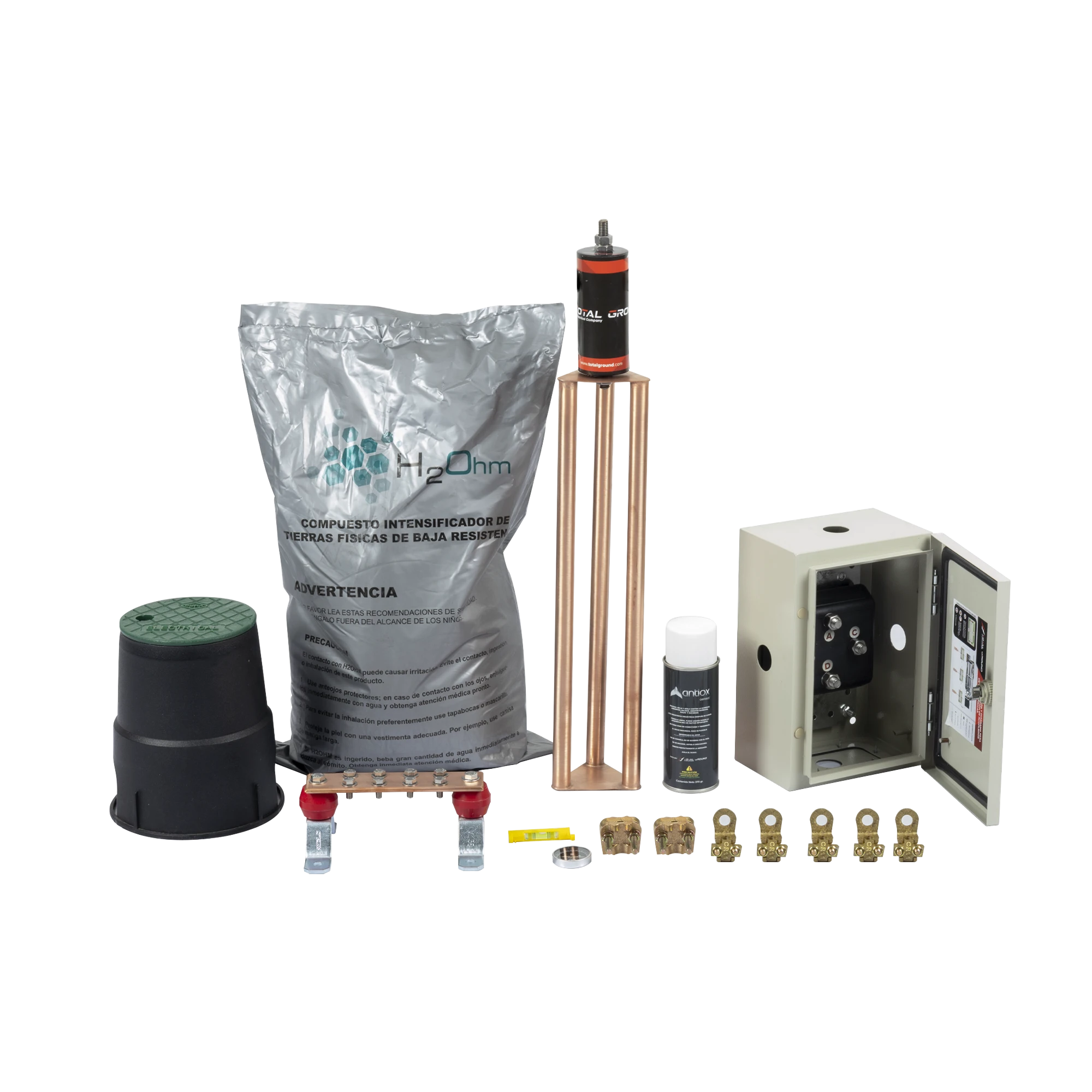 KIT DE TIERRA FÍSICA MODELO TG100K CON ELECTRODO MAGNETOACTIVO 67 X 17 CM, CAPACIDAD MAX: 100 AMP-Calidad de la Energía-TOTAL GROUND-KIT-MASTER-100K-V2-Bsai Seguridad & Controles